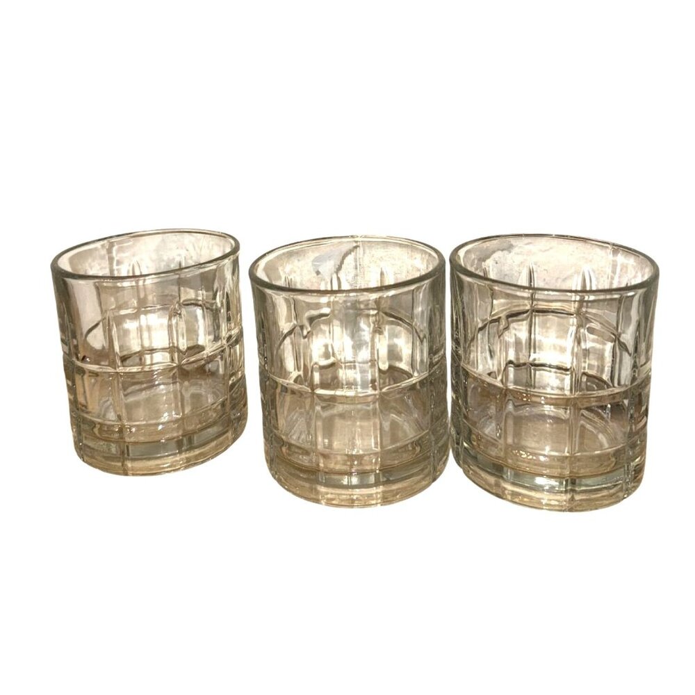 Set Of 3 Anchor Hocking Whiskey Glasses 3" Tall Clear Glass Tumblers